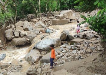 अतिवृष्टि से छिनका गांव के घरों में घुसा मलबा