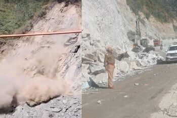 धरासू बैंड के पास मलबा आने से बंद हुआ गंगोत्री हाईवे, आधे घंटे बाद शुरू हुई वाहनों की आवाजाही