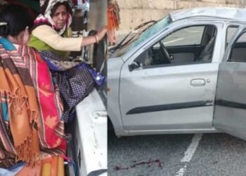 यहाँ अभी-अभी कार दुर्घटनाग्रस्त, पांच लोग थे सवार, उड़े परखच्चे…