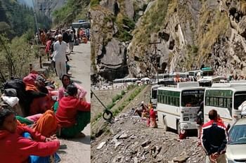 मलबा आने से नौ घंटे बंद रहा हाईवे, भूखे-प्यासे सड़क पर बैठे रहे यात्री
