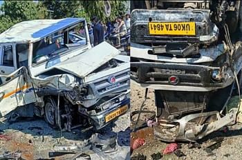 आमने-सामने की टक्कर से दो कारों से उड़े परखच्चे, मची चीख पुकार, एक की मौत,11 घायल