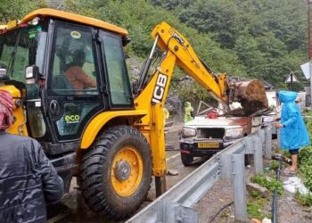 खड़ी मैक्स के ऊपर गिरा पहाड़ी से पत्थर, चालक की मौके पर मौत