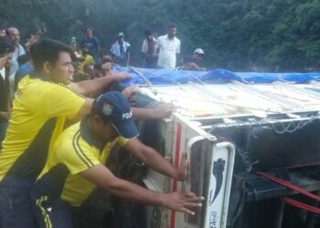 यहां रोड पर ही पलटा पिकअप वाहन,सेब लेकर जा रहा था सहारनपुर