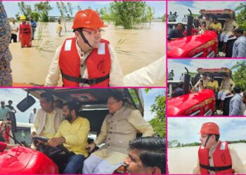 मुख्यमंत्री धामी ने यहां ट्रैक्टर और राफ्ट में बैठकर किया प्रभावित इलाकों का निरीक्षण