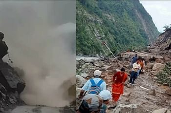 बारिश के बाद तवाघाट मार्ग पर दोबाट में हुआ भारी भूस्खलन, रास्ता बंद होने से कई घंटे फंसे रहे लोग