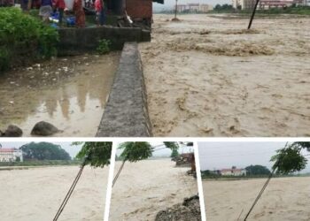 नदी की लहरो में बहे 5 कच्चे मकान और फैक्ट्री का एक बड़ा हिस्सा