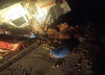 अनियंत्रित होकर खाई में गिरा सेब से भरा पिकअप,चालक की मौत,एक घायल