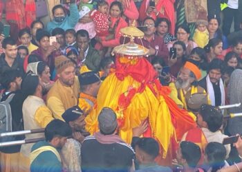 द्वितीय केदार मदमहेश्वर की चलविग्रह डोली पहुंची पंचकेदार गद्दीस्थल‌ ओंकारेश्वर मंदिर उखीमठ