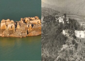 टिहरी डैम का जलस्तर घटते ही दिखने लगा पुरानी टिहरी का खंडहर राजमहल