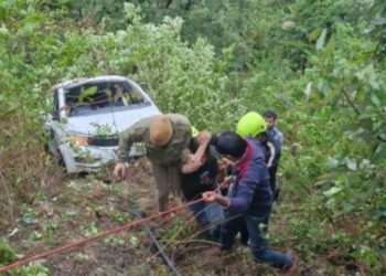 सुबह-सुबह अनियंत्रित होकर खाई में गिरी कार, 3 लड़के और 3 लडकियां थी सवार..