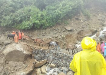 केदारनाथ यात्रा के प्रमुख पड़ाव सोनप्रयाग में बाधित सड़क मार्ग को खोलने का काम शुरू, छोटी लिंचोली तक पैदल मार्ग हुआ सुचारु
