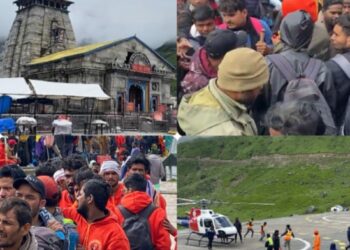 केदारनाथ धाम से 350 तीर्थयात्रियों का दल प्रशासन व मंदिर समिति की देखरेख में गौरीकुंड रवाना